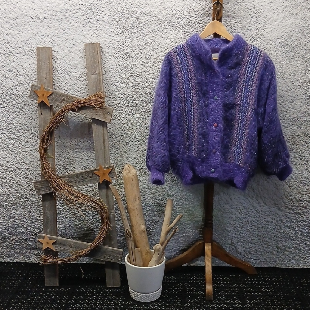 Vintage Purple Knit Cardigan